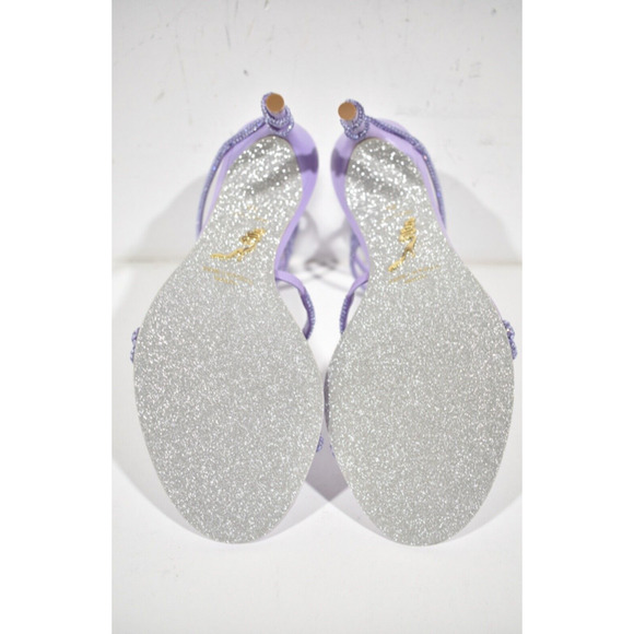 Rene Caovilla Margot Lilac Purple Strass Ankle Wrap Strap Sandal Heel Pump 37 - Picture 11 of 11